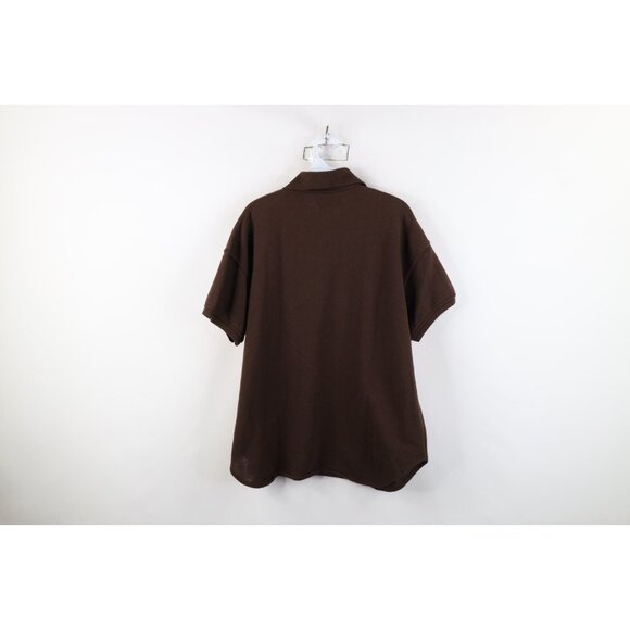Vintage 90s Express Womens Small Faded Blank Baggy Fit Thermal Knit Polo Brown - Picture 10 of 12